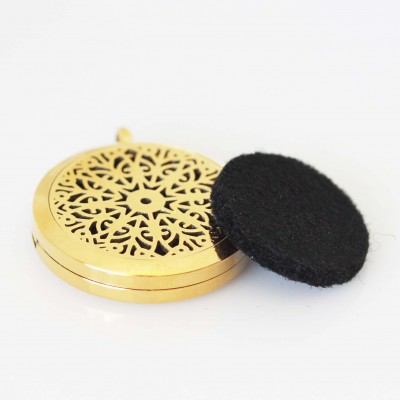 Perfume/Essential Oil Locket - Mandala Design - Gold Tone